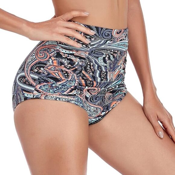 **RELLECIGA** Women's Ruched Bikini Bottom L Multi Color - Picture 1 of 7